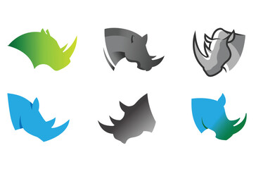 Creative rhinoceros heads collection logo design vector symbol illustration stock illustration