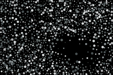 Silver confetti point on a black background. Luxury festive background. Silver grainy abstract texture overflows against a black background. Element of design. Vector illustration, EPS 10.