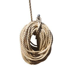 A coil of nautical rope isolated on the transparent background