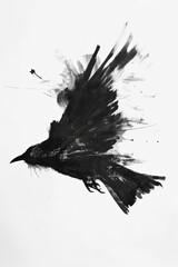 Obraz premium A black and white sketch of a bird in flight