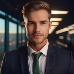 Naklejka premium Professional Businessman in Modern Office Environment