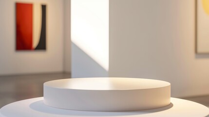 Art Gallery Display with Illuminated Pedestal