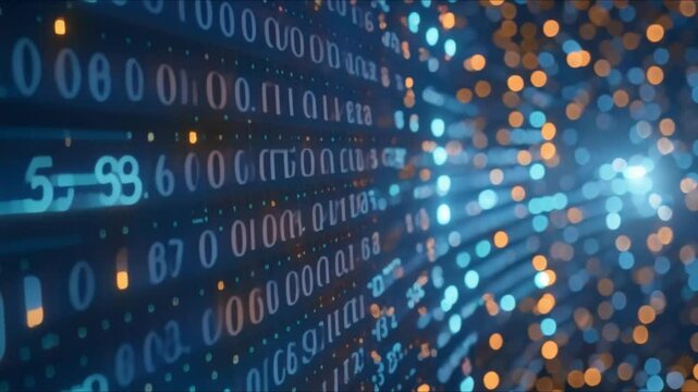 Dark digital background with blue binary code highlights importance of data privacy. Concept Data Privacy, Digital Security, Cyber Protection, Binary Code, Dark Background