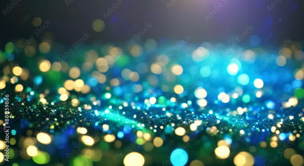 Aufkleber abstract loop blue and green flowing glitter particle 4k animation