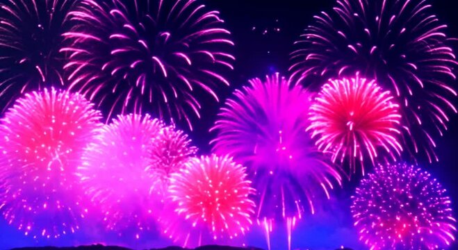 Colorful vibrant Firework celebrate anniversary happy new year 4th of july holiday festival colorful firework night time to celebrate national holiday countdown new year party 2025 background 4k anima