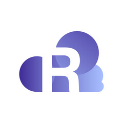 Minimal Letter R cloud logo vector template