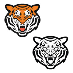 Tiger Line Art Mascot Logo Vector Illustration