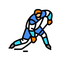 Obraz premium slap shot ice hockey sport game color icon vector. slap shot ice hockey sport game sign. isolated symbol illustration