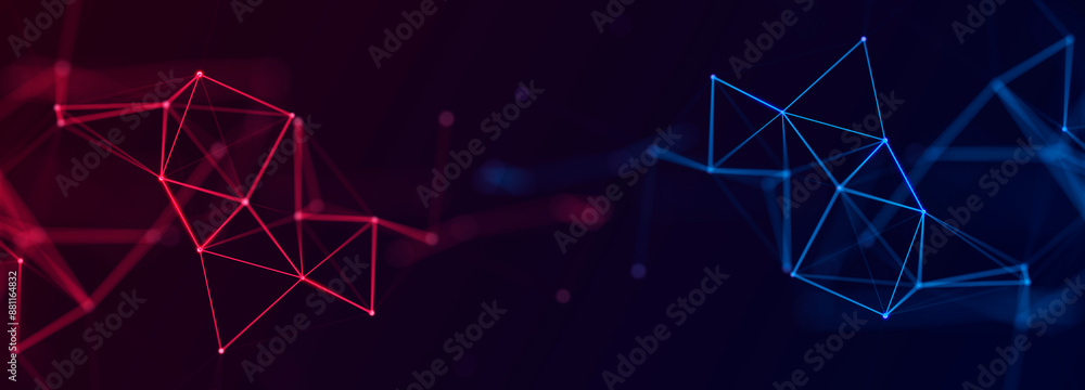 Poster Digital technology background. Network connection dots and lines. Futuristic background for presentation design. 3d