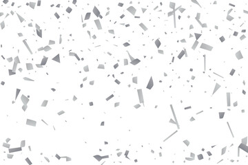 Silver glitter confetti on a white background. Illustration of a drop of shiny particles. Decorative element. Luxury background for your design, cards, invitations, gift, vip.