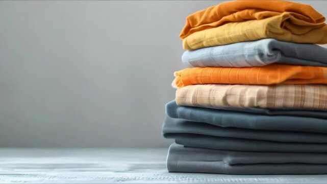 Stack of clothes isolated on a white background for convenient design purposes. Concept Fashion, Clothing, Apparel, White Background, Design