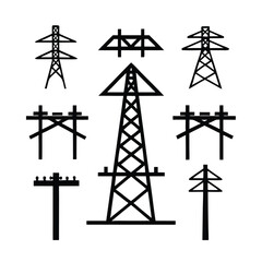 power line icon and logo isolated on a white background 