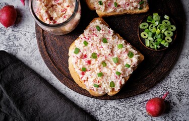 Radish butter sandwich in a plate