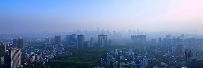 Paisagem urbana industrial com céu esfumaçado