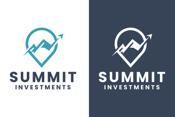 Investment Summit financial logo design, Mountain and arrow logo