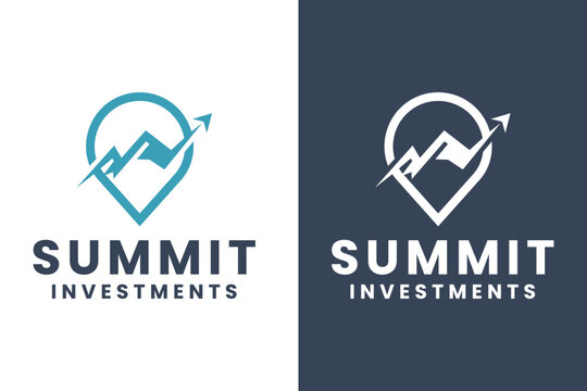 Investment Summit financial logo design, Mountain and arrow logo