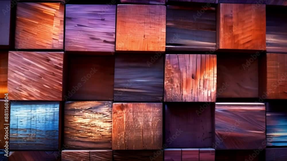 Poster wooden cubes arranged neatly for customizable information display in stock photo. concept stock phot