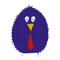 A bird businessman, in a blue pinstripe suit. The boss. The teacher. Child style illustration