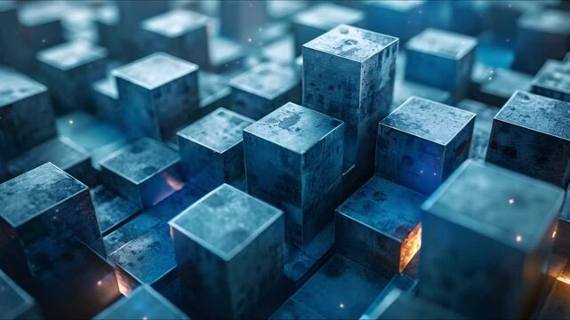 Metamorphosis of Cubes and Rectangles: Symbolizing Ongoing Transformation. Concept Transformation, Cubes, Rectangles, Metamorphosis, Symbolism