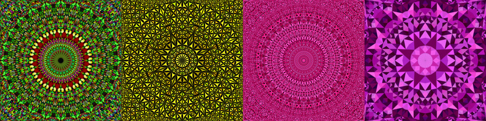 Seamless geometrical mandala pattern set