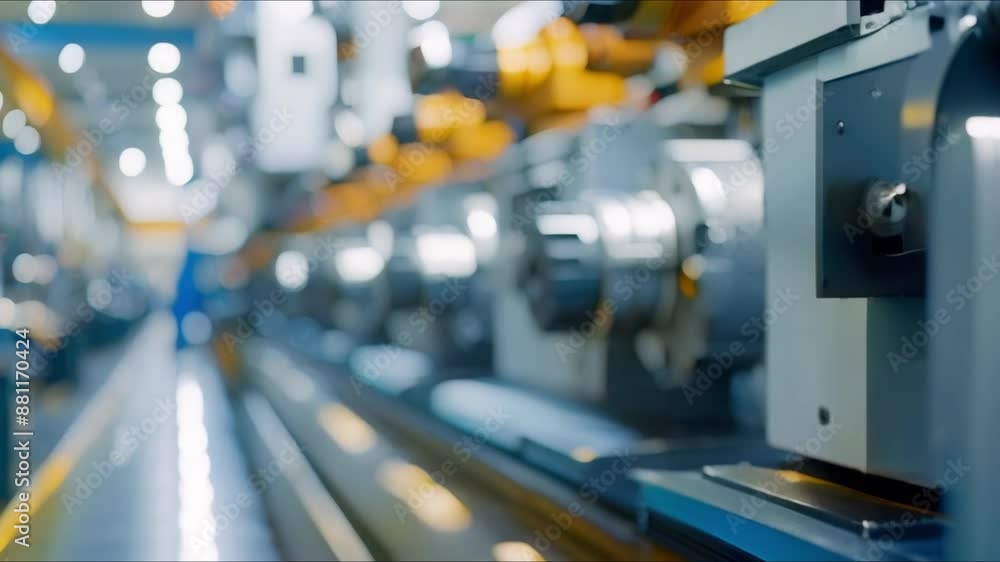 Poster highprecision cnc machine in modern manufacturing facility emphasizing scale in industrial setting. 