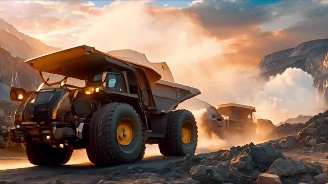 Image of iron ore mines with advanced technology. Concept Mining Technology, Iron Ore Extraction, Industrial Innovation, Ore Processing, Advanced Machinery - Powered by Adobe