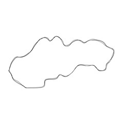Obraz premium Slovakia country simplified map.Thin triple pencil sketch outline isolated on white background. Simple vector icon