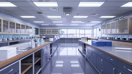 Modern Science Laboratory with Clean Workstations