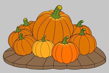 Pumpkin Vector Illustration: Cartoon, Clipart, and Line Art Designs. Printable pumpkin vector graphics: cartoon, clipart, and line art designs for any project.