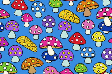 Mushroom Pattern Vector Illustration: Cartoon, Clipart, and Line Art Designs. Printable mushroom vector graphics: cartoon, clipart, and line art designs for various uses.
