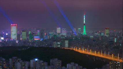 Obraz premium Tokyo nights! City lights paint the sky as twilight falls