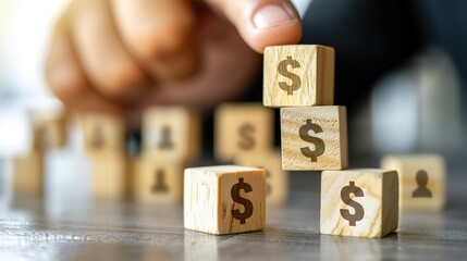 Building Financial Literacy - Wooden Blocks with Shallow Depth of Field