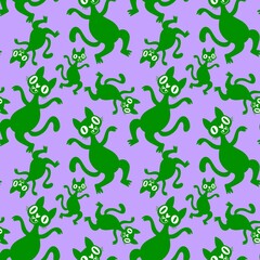 Halloween animals seamless cats and pumpkins pattern for wrapping paper