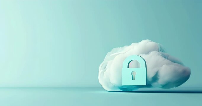 Secure cloud storage and digital ethics symbolized by a cloud with a padlock. Digital ethics. Copyspace
