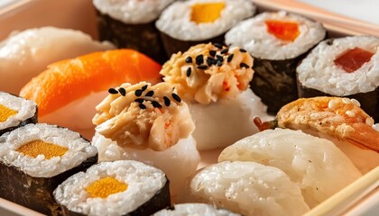 Assorted Fresh Sushi Rolls and Nigiri Platter