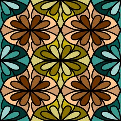 Abstract geometric floral seamless flower pattern for fabrics and linens