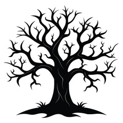 Obraz premium Gotham Halloween Tree Vetor Selhouette on White Background