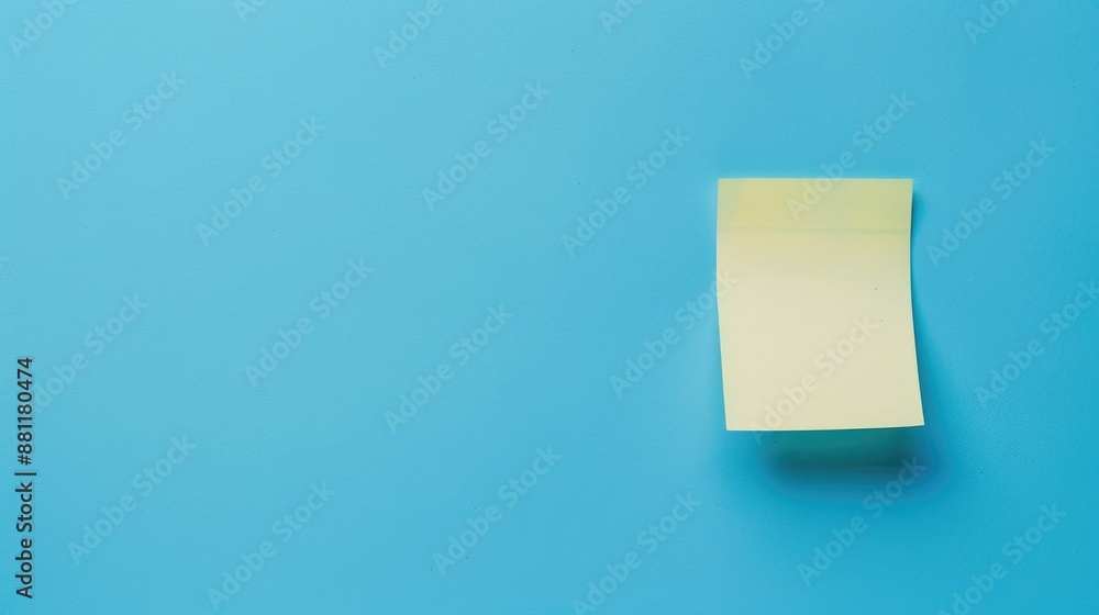 Poster blue background with paper note top view with room for text