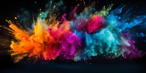 Vibrant Color Explosion on Black Background