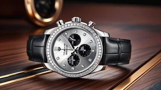 sleek and modern titanium watch with a advanced chronograph movement, featuring a comfortable leather strap.