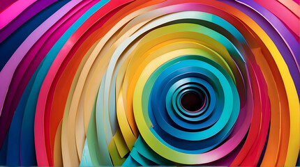 Naklejka premium Colorful spiral paper art installation