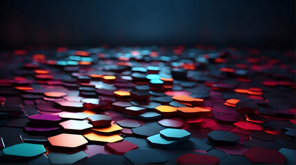 Obraz premium 3D render of red and blue hexagonal shapes