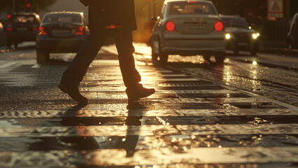 realistic high-resolution photo of crosswalk, with detailed background