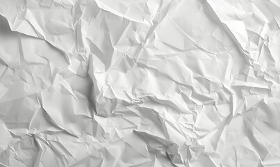 White crumpled paper texture, generative, high resolution image suitable for backgrounds and overlays, use as a textured background, space for text