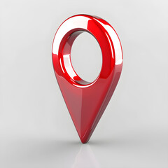 Red map pointer isolated on a light background, red location icon, position marker, navigation 