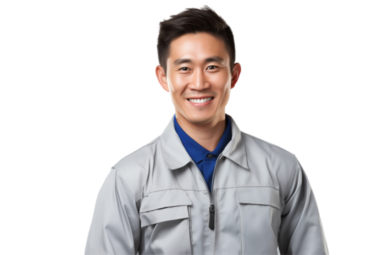 Asian men mechanic on transparent background png cutouts. Images for graphic designers. Image for flyers. Topics related to mechanic. Mechanic world. Job offer. Recruitment. Asia. Asian. China. Japan.