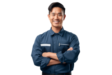 Asian men mechanic on transparent background png cutouts. Images for graphic designers. Image for flyers. Topics related to mechanic. Mechanic world. Job offer. Recruitment. Asia. Asian. China. Japan.