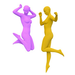 ポーズをとる女性達　3DCGレンダリング
