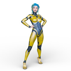 Fototapeta premium サイバーウーマン 3DCGレンダリング