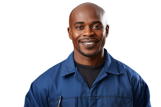 Afro american men mechanic on transparent background png cutouts. Images for graphic designers. Image for flyers. Topics related to mechanic. Mechanic world. Job offer. Recruitment. Africa. Afro.